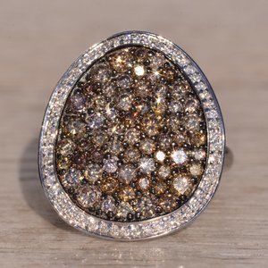 Zeghani Signed Colored Diamond and White Diamond Cocktail Ring